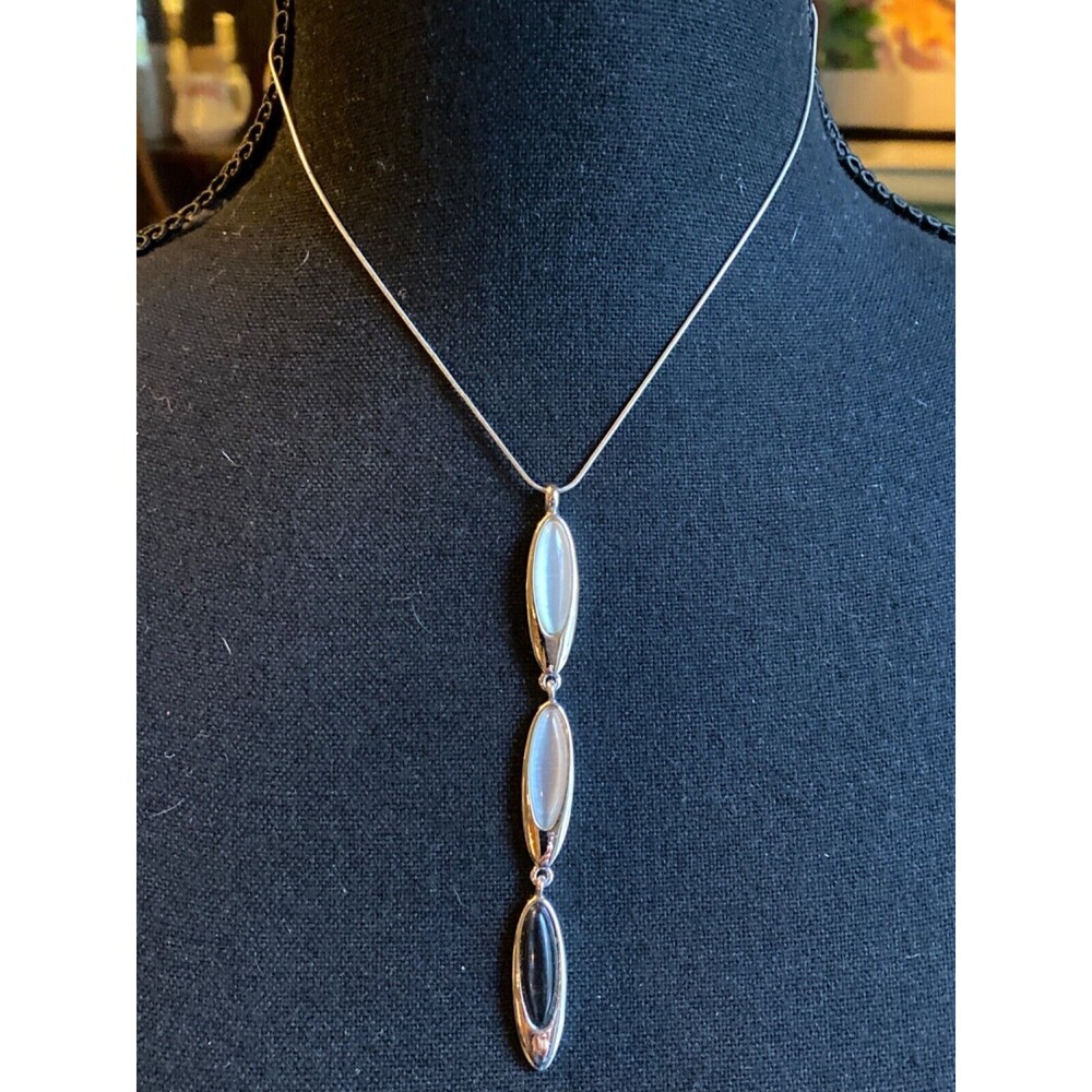 lia sophia necklace black and silver opalecent 3 tier necklace